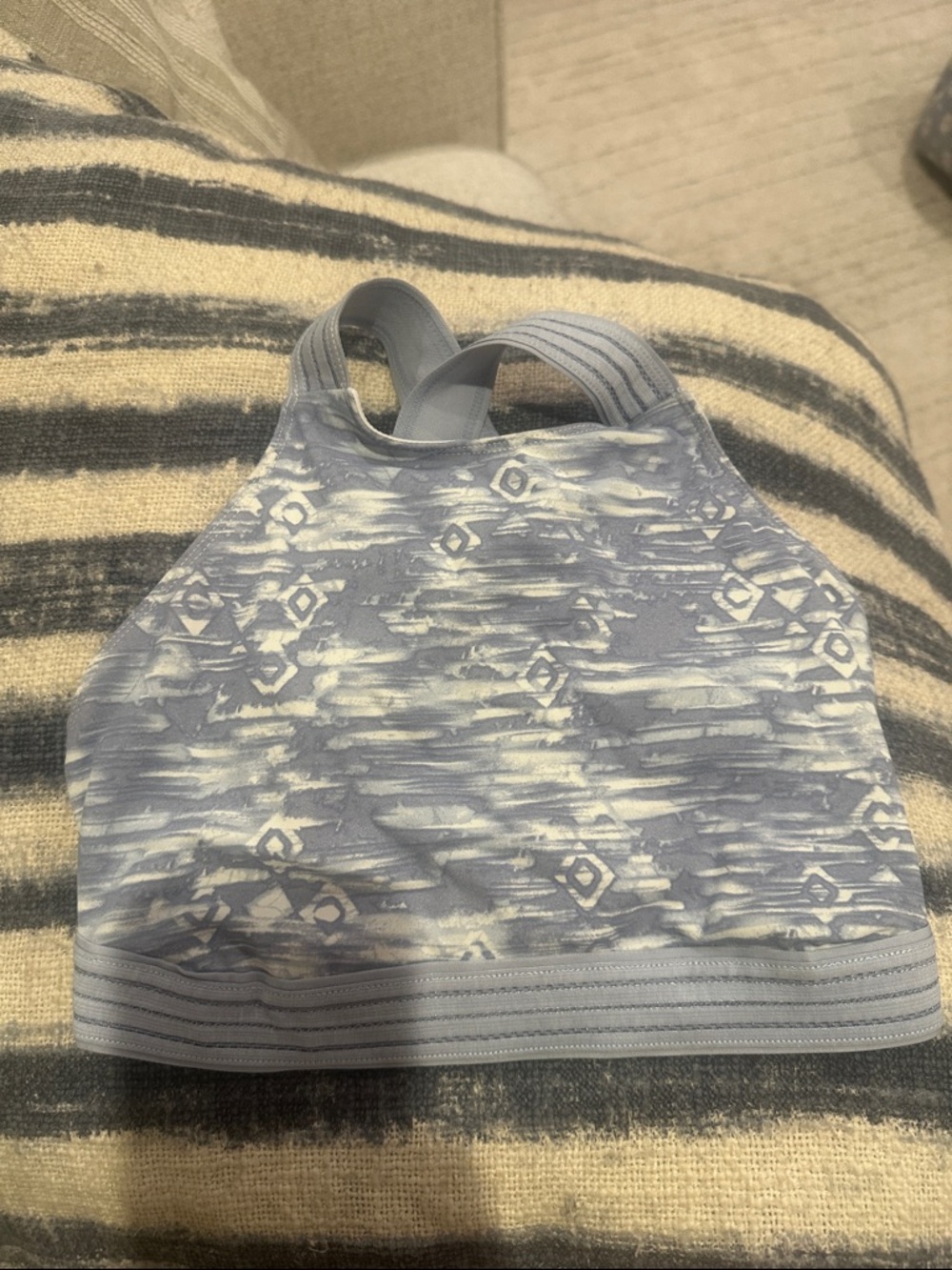 FP Movement by Free People Light Blue Patterned High-Neck Sports Bra